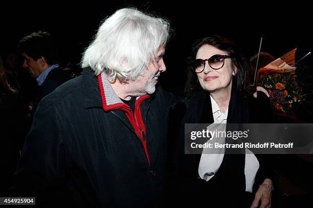 Singer Pierre barouh and Actress Anouk Aimee on stage at the end of the 'Claude Lelouch en Musique ! Held at the Invalides in Paris on September 6,...