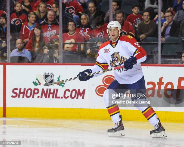 Matt Gilroy of the Florida Panthers skates against the Calgary Flames during an NHL game at Scotiabank Saddledome on November 22, 2013 in Calgary,...