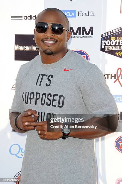 Former NFL player Eric King attends the 2nd Annual Celebrity Flag Football Game benefiting Athletes VS. Cancer at Granada Hills Charter High School...