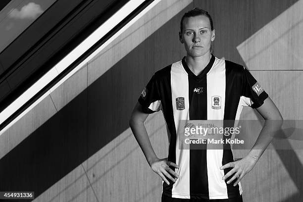Emily van Egmond of Newcastle Jets poses during the W-League season launch at the Westfield Offices on September 8, 2014 in Sydney, Australia.