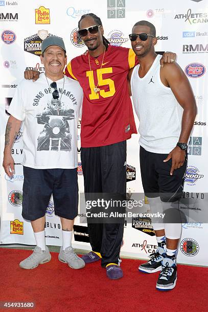 Actor Danny Trejo, Snoop Dogg and NBA player Chris Paul attend the 2nd Annual Celebrity Flag Football Game benefiting Athletes VS. Cancer at Granada...