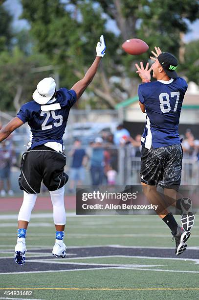 Players Chris Paul and Blake Griffin participate in the 2nd Annual Celebrity Flag Football Game benefiting Athletes VS. Cancer at Granada Hills...