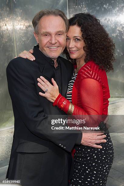 Barbara Wussow and Georg Preusse attend the 'Jedermann' press conference and photocall at Grand Hotel Esplanade on September 8, 2014 in Berlin,...