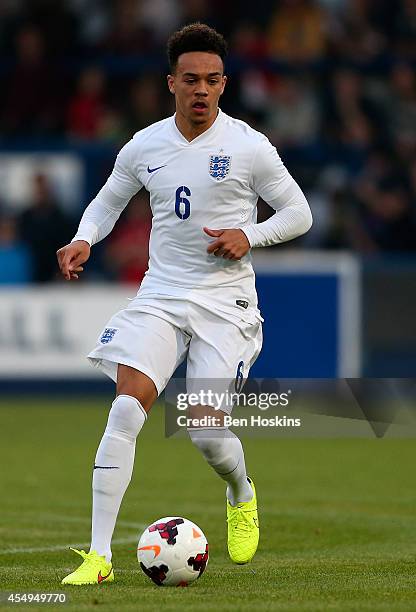 Shay Facey of England in action during the U20 International friendly match between England and Romania on September 5, 2014 in Telford, England.