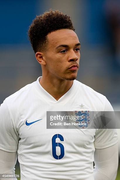 Shay Facey of England looks on ahead of the U20 International friendly match between England and Romania on September 5, 2014 in Telford, England.