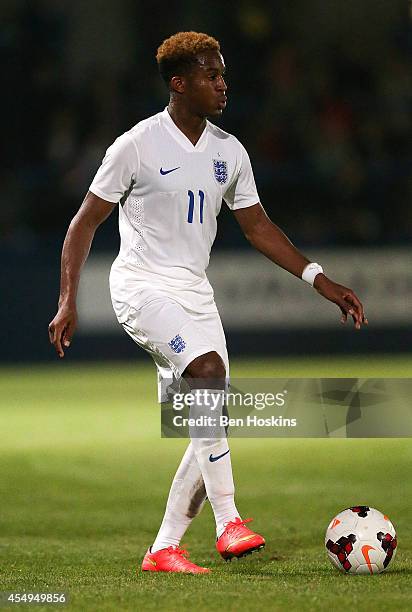 Rolando Aarons of England in action during the U20 International friendly match between England and Romania on September 5, 2014 in Telford, England.