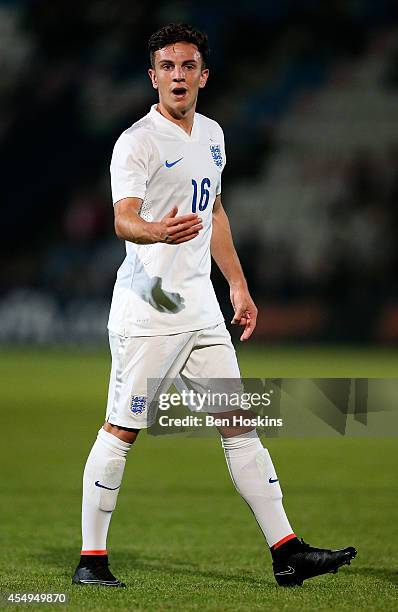 Josh Harrop of England in action during the U20 International friendly match between England and Romania on September 5, 2014 in Telford, England.