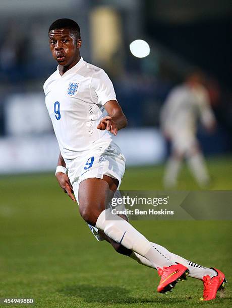 Chuba Akpom of England in action during the U20 International friendly match between England and Romania on September 5, 2014 in Telford, England.