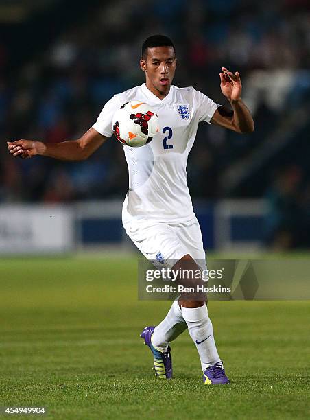 Isaac Hayden of England in action during the U20 International friendly match between England and Romania on September 5, 2014 in Telford, England.