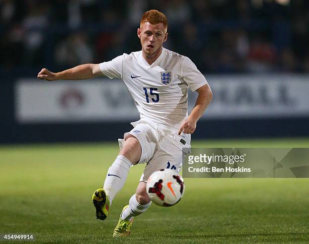 Harrison Reed of England in action during the U20 International friendly match between England and Romania on September 5, 2014 in Telford, England.