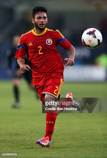 Andrei Roman of Romania in action during the U20 International friendly match between England and Romania on September 5, 2014 in Telford, England.