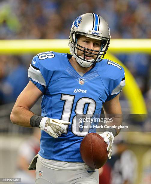 Kris Durham of the Detroit Lions looks on during the game against the Tampa Bay Buccaneers at Ford Field on November 24, 2013 in Detroit, Michigan....