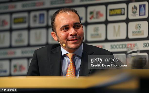 Prince Ali Bin Al Hussein, FIFA Vice-President, is interviewed on stage at the Soccerex European Forum Conference Programme at Manchester Central on...