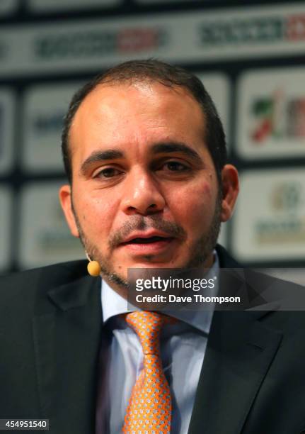 Prince Ali Bin Al Hussein, FIFA Vice-President, is interviewed on stage at the Soccerex European Forum Conference Programme at Manchester Central on...