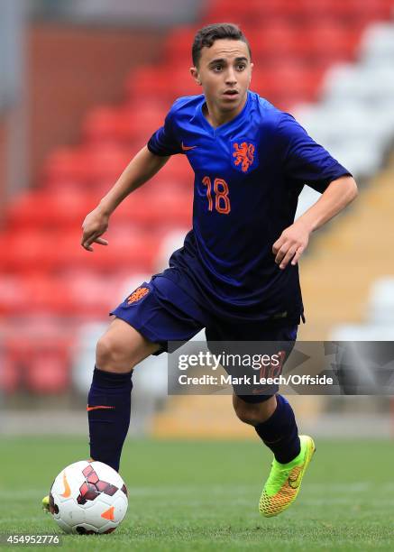 Abdelhak Nouri of Netherlands in action during the U18 International Friendly match between England U18 and Netherlands U18 at Leigh Sports Village...