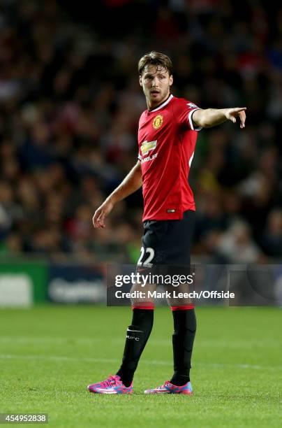 Nick Powell of Manchester United at Stadium mk on August 26, 2014 in Milton Keynes, England.