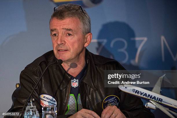 Michael O'Leary, CEO of Ryanair holds a press conference with Boeing announcing the first sales of Boeing's new 737 Max 200 to RyanAir on September...