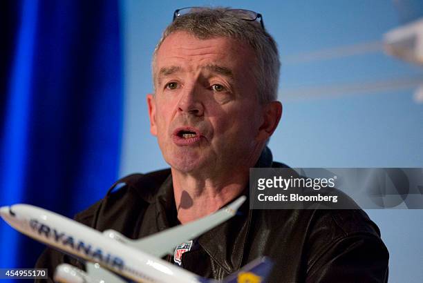 Michael O'Leary, chief executive officer of Ryanair Holdings Plc, speaks during a news conference in New York, U.S., on Monday, Sept. 8, 2014....