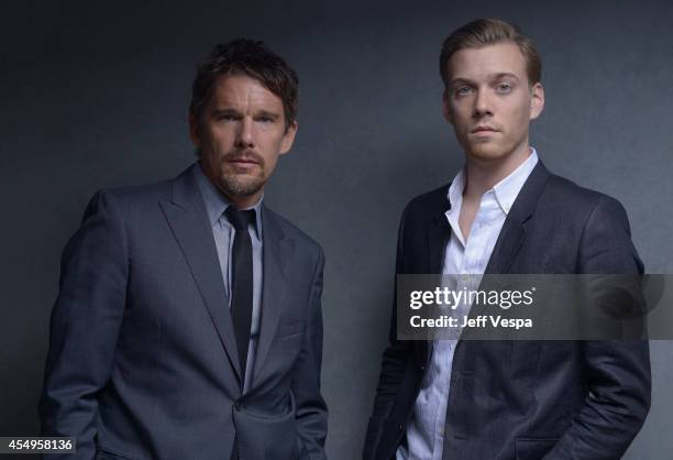 Actor Ethan Hawke and Jake Abel of "Good Kill" pose for a portrait during the 2014 Toronto International Film Festival on September 8, 2014 in...