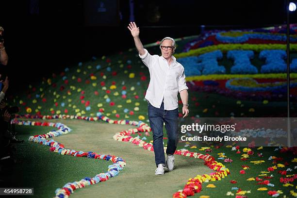 Designer Tommy Hilfiger walks the runway at Tommy Hilfiger Women's fashion show during Mercedes-Benz Fashion Week Spring 2015 at Park Avenue Armory...