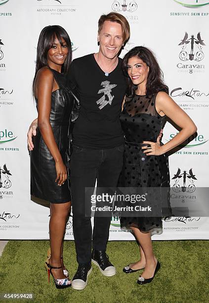 Nichole Galicia, Don O'Neill and Laura Gomez attends the Simple Skincare & Caravan Stylist Studio Fashion Week Event on September 7, 2014 in New York...