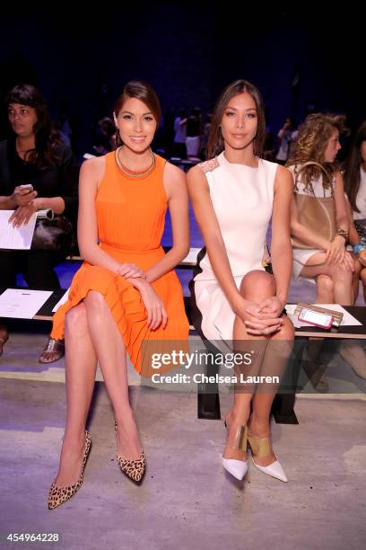 Gabriela Isler and Dayana Mendoza attend the Angel Sanchez fashion show during Mercedes-Benz Fashion Week Spring 2015 at The Pavilion at Lincoln...