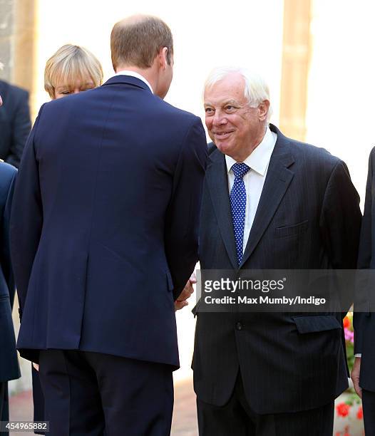 Prince William, Duke of Cambridge meets Chris Patten as he attends the opening of the Dickson Poon University of Oxford China Centre Building on...