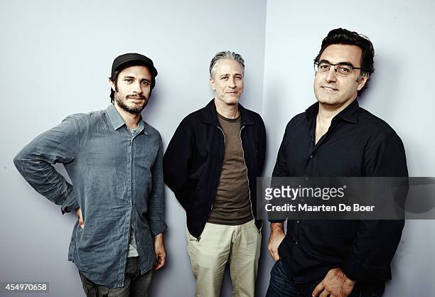Actor Gael Garcia Bernal, director/writer Jon Stewart and source author Maziar Bahari of "Rosewater" pose for a portrait during the 2014 Toronto...