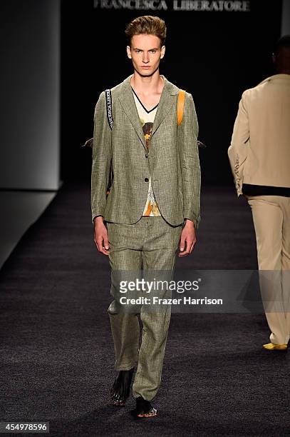 Model walks the runway at the XX fashion show during Mercedes-Benz Fashion Week Spring 2015 at Lincoln Center on September 8, 2014 in New York City.