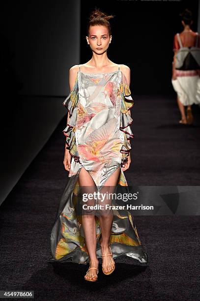 Model walks the runway at the XX fashion show during Mercedes-Benz Fashion Week Spring 2015 at Lincoln Center on September 8, 2014 in New York City.