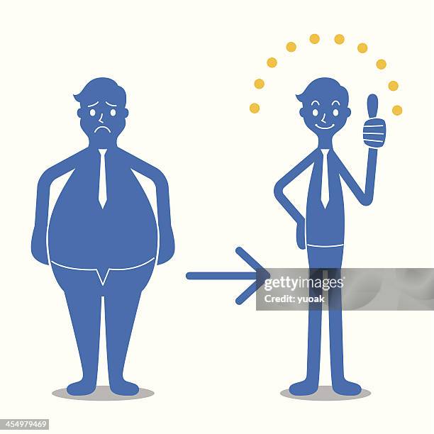 before and after diet - before and after weight loss stock illustrations