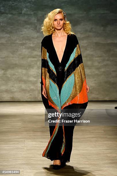 Model walks the runway at the Georgine fashion show during Mercedes-Benz Fashion Week Spring 2015 at The Pavilion at Lincoln Center on September 8,...