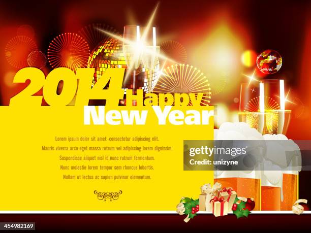 ilustraciones, imágenes clip art, dibujos animados e iconos de stock de feliz año nuevo fondo de celebraciones - beer transparent background