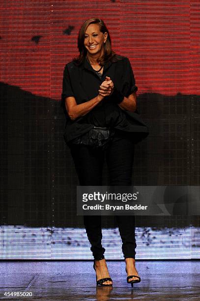 Fashion Designer Donna Karan walks the runway at the Donna Karan New York 30th Anniversary fashion show during Mercedes-Benz Fashion Week Spring 2015...