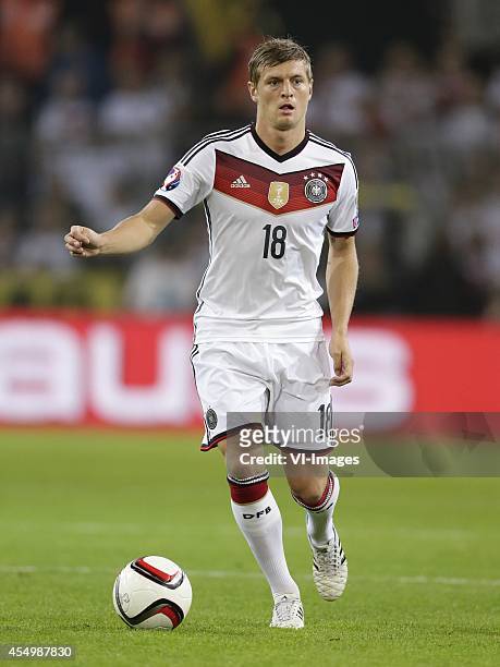 Toni Kroos of Germany during the EURO 2016 qualifying match between Germany and Scotland on September 7, 2014 at the Signal Iduna stadium in...