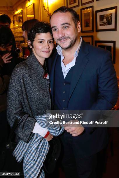 Actress Audrey Tautou and Francois-Xavier Demaison attend the François-Xavier Demaison show, 'Demaison S'Evade...' Premiere at Theatre Edouard VII on...