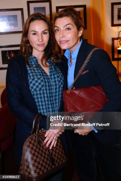 Actresses Vanessa Demouy and Daphne Roulier attend the François-Xavier Demaison show, 'Demaison S'Evade...' Premiere at Theatre Edouard VII on...