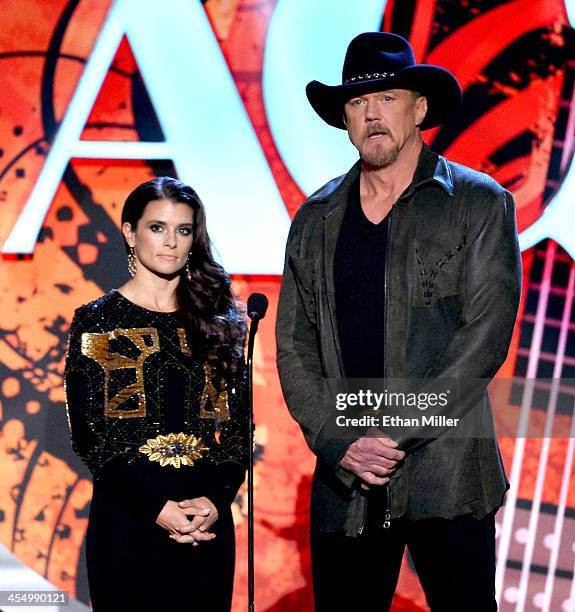 Driver Danica Patrick and singer Trace Adkins co-host the American Country Awards 2013 at the Mandalay Bay Events Center on December 10, 2013 in Las...