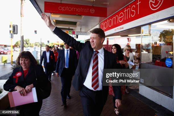 Labour leader David Cunliffe meets members of the public during a walk about in Panmure on September 9, 2014 in Auckland, New Zealand. The New Zeland...