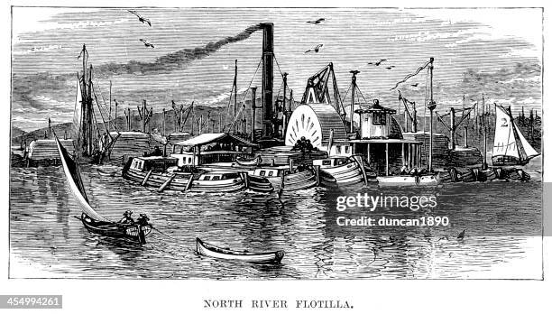 north river flotilla - ferry stock illustrations