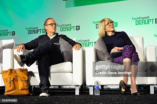 About.me Founder/CEO Tony Conrad and BBG Ventures President Susan Lyne judge at Startup Battlefield Session Two Accelerate at TechCrunch Disrupt at...