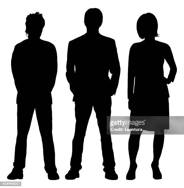 three people - three people silhouette stock illustrations