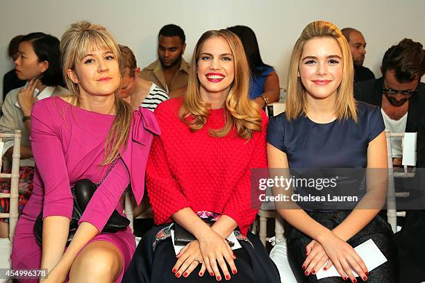 Tennessee Thomas, Anna Chlumsky and Kiernan Shipka attend the Zac Posen fashion show during Mercedes-Benz Fashion Week Spring 2015 on September 8,...