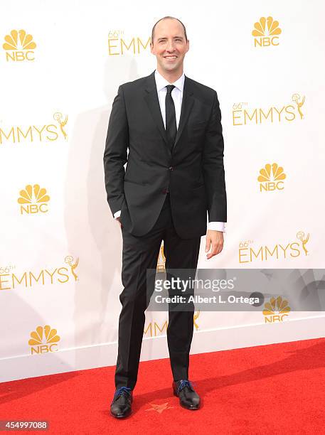 Actor Tony Hale arrives for the 66th Annual Primetime Emmy Awards held at Nokia Theatre L.A. Live on August 25, 2014 in Los Angeles, California.