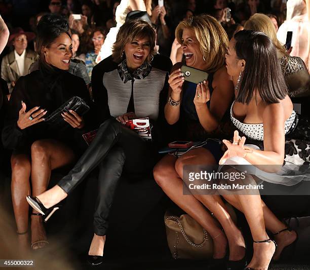 Jada Pinkett Smith, Lisa Rinna, Hoda Kotb and Garcelle Beauvais attend Dennis Basso during Mercedes-Benz Fashion Week Spring 2015 at The Theatre at...