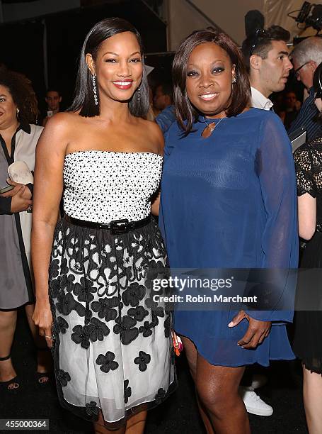 Garcelle Beauvais and Star Jones attend Dennis Basso during Mercedes-Benz Fashion Week Spring 2015 at The Theatre at Lincoln Center on September 8,...