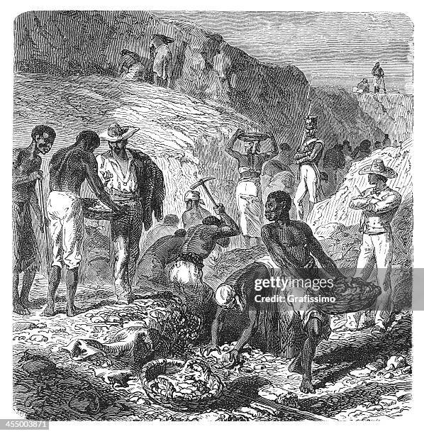 brasilien sklaven, die im brasilianischen diamond mine 1872 - sklaverei stock-grafiken, -clipart, -cartoons und -symbole
