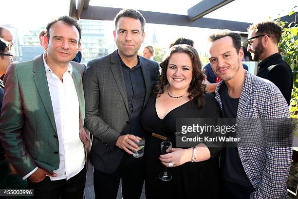 Driector Matthew Warchus, writer Stephen Beresford, actors Jessica Gunning and Andrew Scott attend the British Film Commission We are UK Film Party...