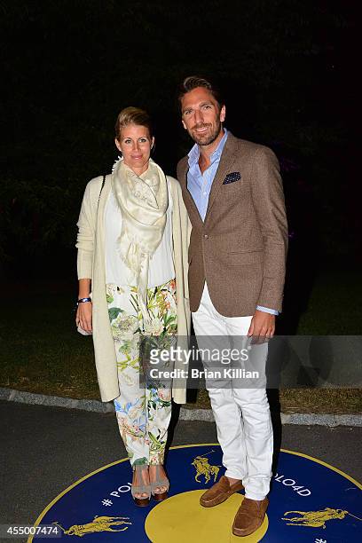 Goalie Henrik Lundqvist and wife Therese Andersson attend Polo Ralph Lauren For Women during Mercedes-Benz Fashion Week Spring 2015 at Cherry Hill in...