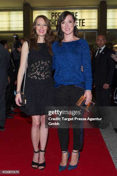 Charlotte Roche and Lavinia Wilson attend the Berlin premiere of the film 'Schossgebete' at Kino International on September 8, 2014 in Berlin,...